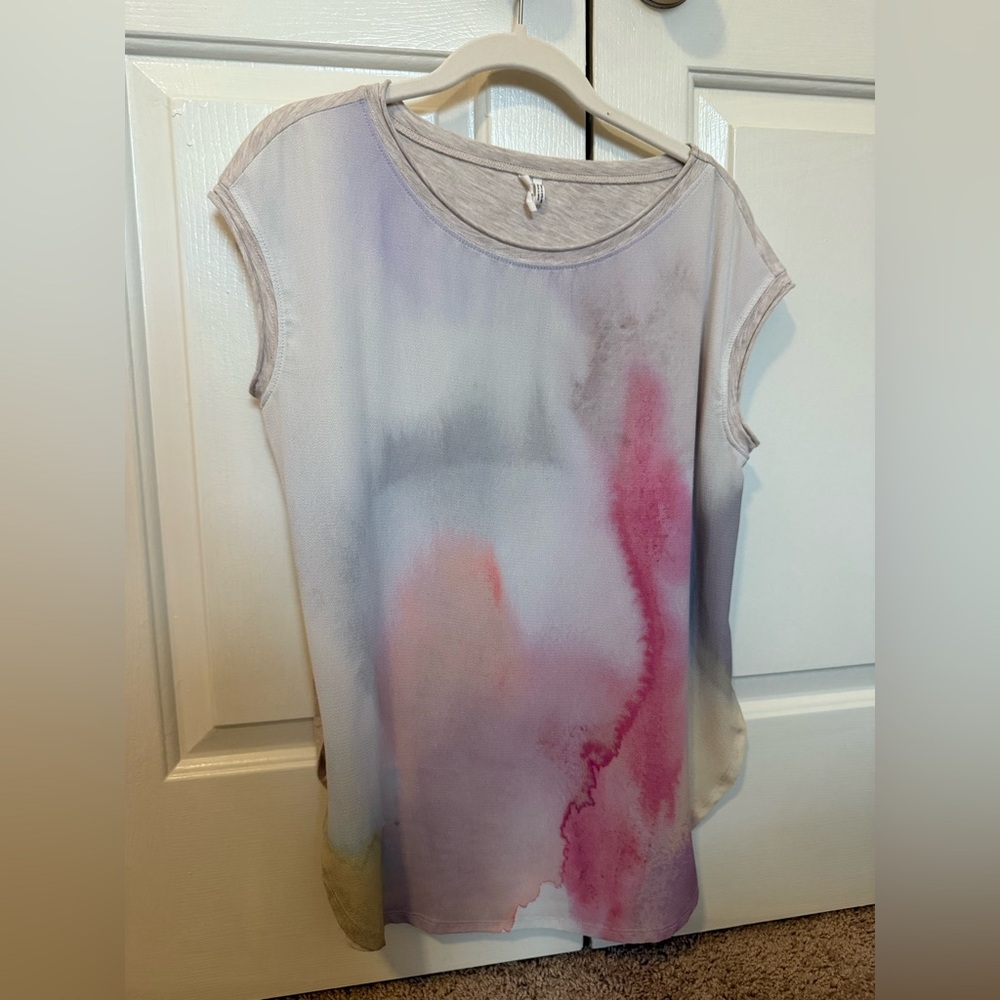 Anthropologie Pink and Purple Short Sleeve Tee